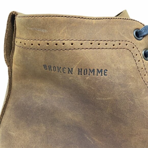 NEW Broken Homme Tydus Brown Nubuck Leather Boots Ankle Lace Up Men's Size 13 - Picture 2 of 10